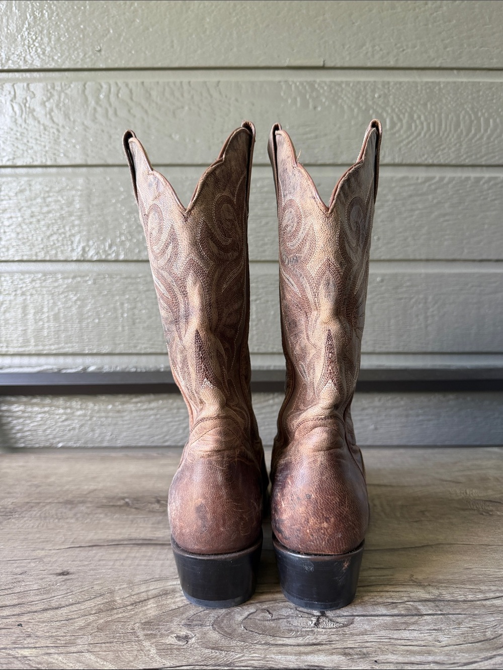 J B Dillan Womens Round Toe Pull On Classic Brown Leather Western Boots size 8 B - Picture 6 of 9